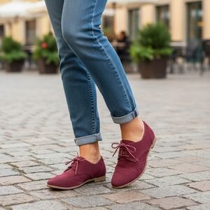 Xhilaration Purple Red Suede Oxford Shoes Women’s Size 10 Lace-Up Flats